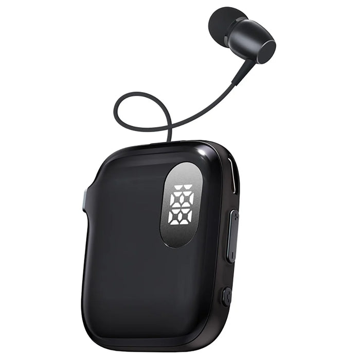 K91 In-Ear AI Retractable Bluetooth-compatible 6.0 Wireless Earphones LED Display ENC Noise Cancelling Clip-On Headset for Business Sports - Black  /  Grey - 1