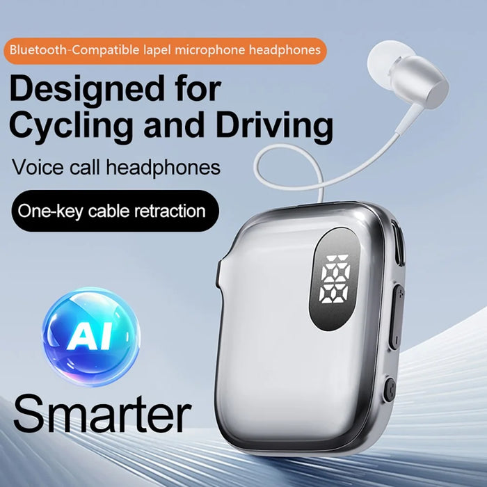 K91 In-Ear AI Retractable Bluetooth-compatible 6.0 Wireless Earphones LED Display ENC Noise Cancelling Clip-On Headset for Business Sports - Black  /  Grey - 2