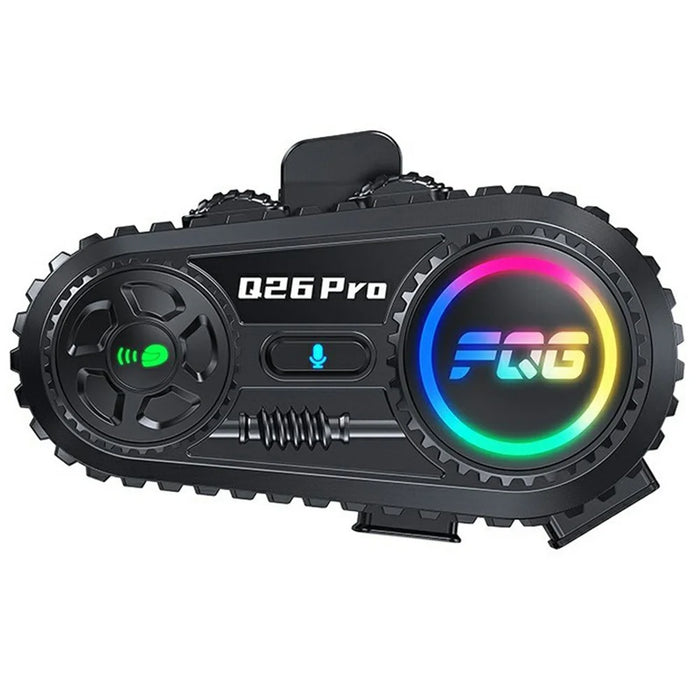 Q26 Pro Helmet Bluetooth-compatible Intercom Headset with 2-in-1 Soft and Hard Mic 500m Range Noise Reduction Waterproof Earphone for Motorcycle (No Memory Card) - Black - 1