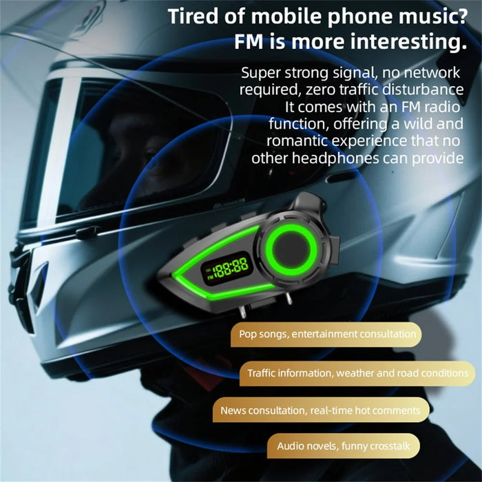 Y100 Motorcycle Helmet Headset with Soft Mic IP65 Waterproof Bluetooth-compatible Wireless Earphones for Riding - Black - 5