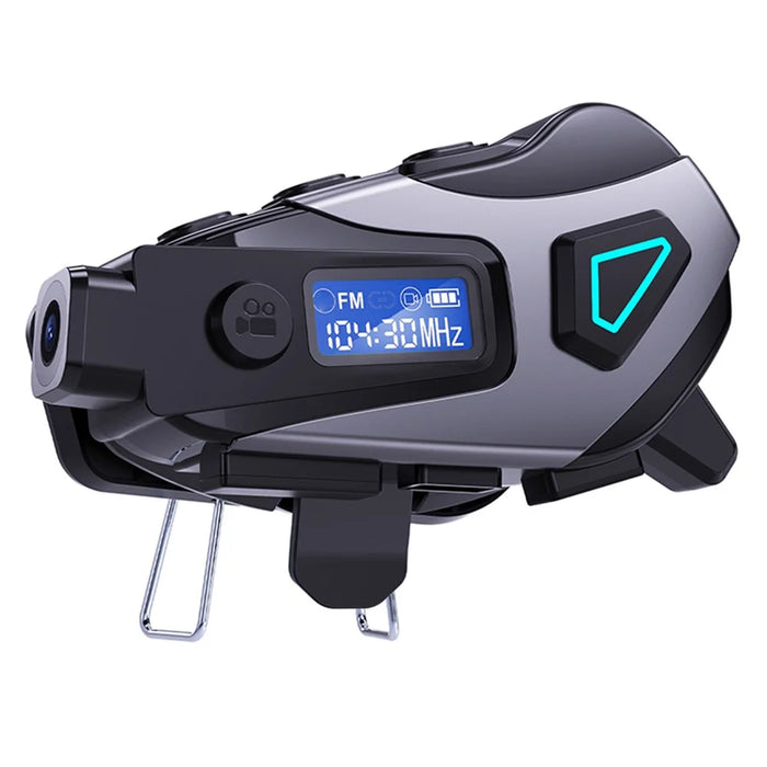 K10 Helmet Bluetooth-compatible Headset with Hard Mic DVR Recording FM Radio 1080P Camera IP65 Waterproof Wireless Earphones for Motorcycle Cycling - Black - 1