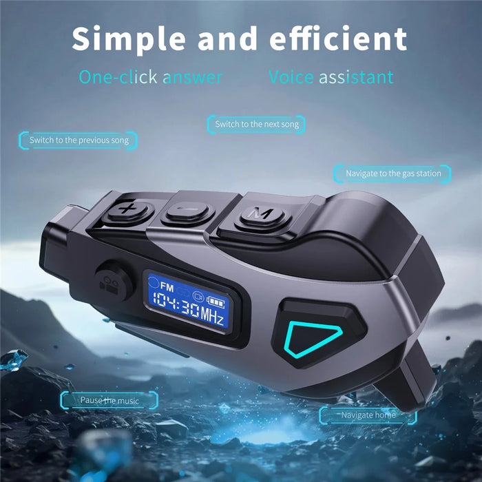 K10 Helmet Bluetooth-compatible Headset with Hard Mic DVR Recording FM Radio 1080P Camera IP65 Waterproof Wireless Earphones for Motorcycle Cycling - Black - 5