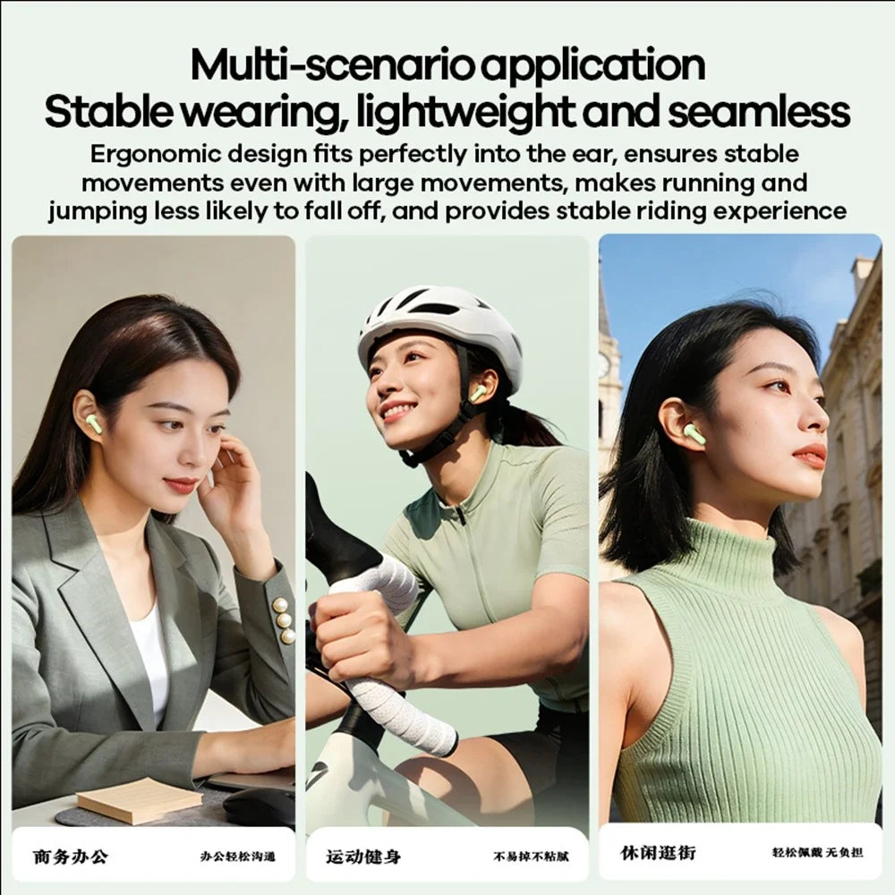 REMAX TWS-25 Wireless Stereo Semi-In-Ear Earbuds Bluetooth-compatible 6.0 4-Mic ENC Noise Cancelling Headset - Green - 5