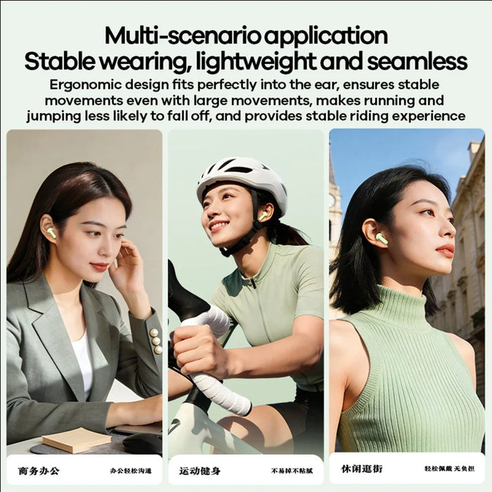 REMAX TWS-25 Wireless Stereo Semi-In-Ear Earbuds Bluetooth-compatible 6.0 4-Mic ENC Noise Cancelling Headset - Green - 5