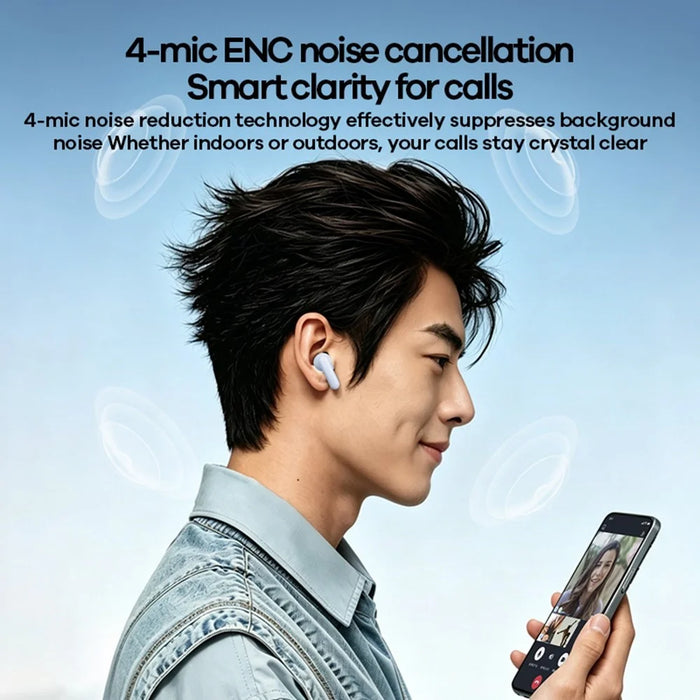REMAX TWS-26 ANC ENC Noise Cancelling Wireless Earbuds 50H Battery 4-Mic Dual Device Connection Music Call Headset - Ivory White - 5
