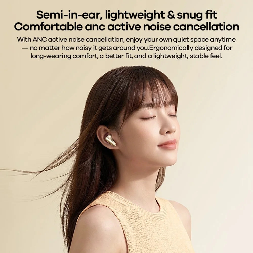 REMAX TWS-27 Semi-In-Ear Wireless Earbuds 6-Mic Hybrid ANC Call Noise Reduction 24H Battery Life Earphones - White - 3
