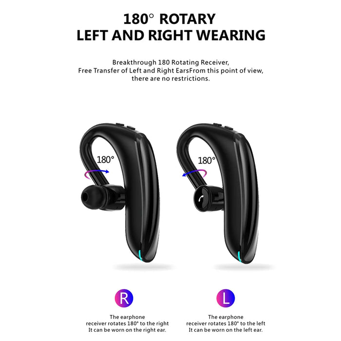 F900 Noise Cancelling Bluetooth-compatible Earphone IPX4 Waterproof Ear Hook Wireless Business Single Earpiece - Black - 4