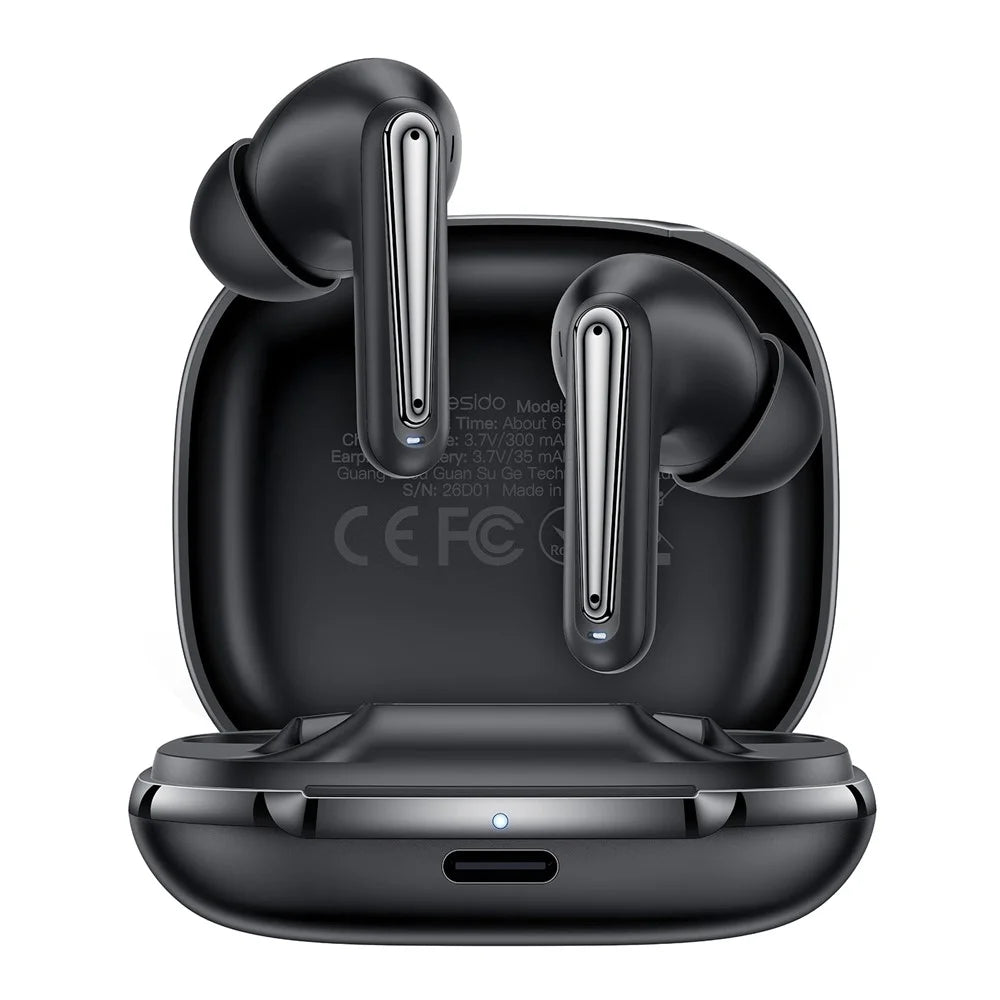 YESIDO TWS45 Bluetooth-compatible 6.0 In-Ear Earbuds with 4Pcs Silicon Microphones ANC ENC Dual Noise Cancelling Earphones - Black - 1
