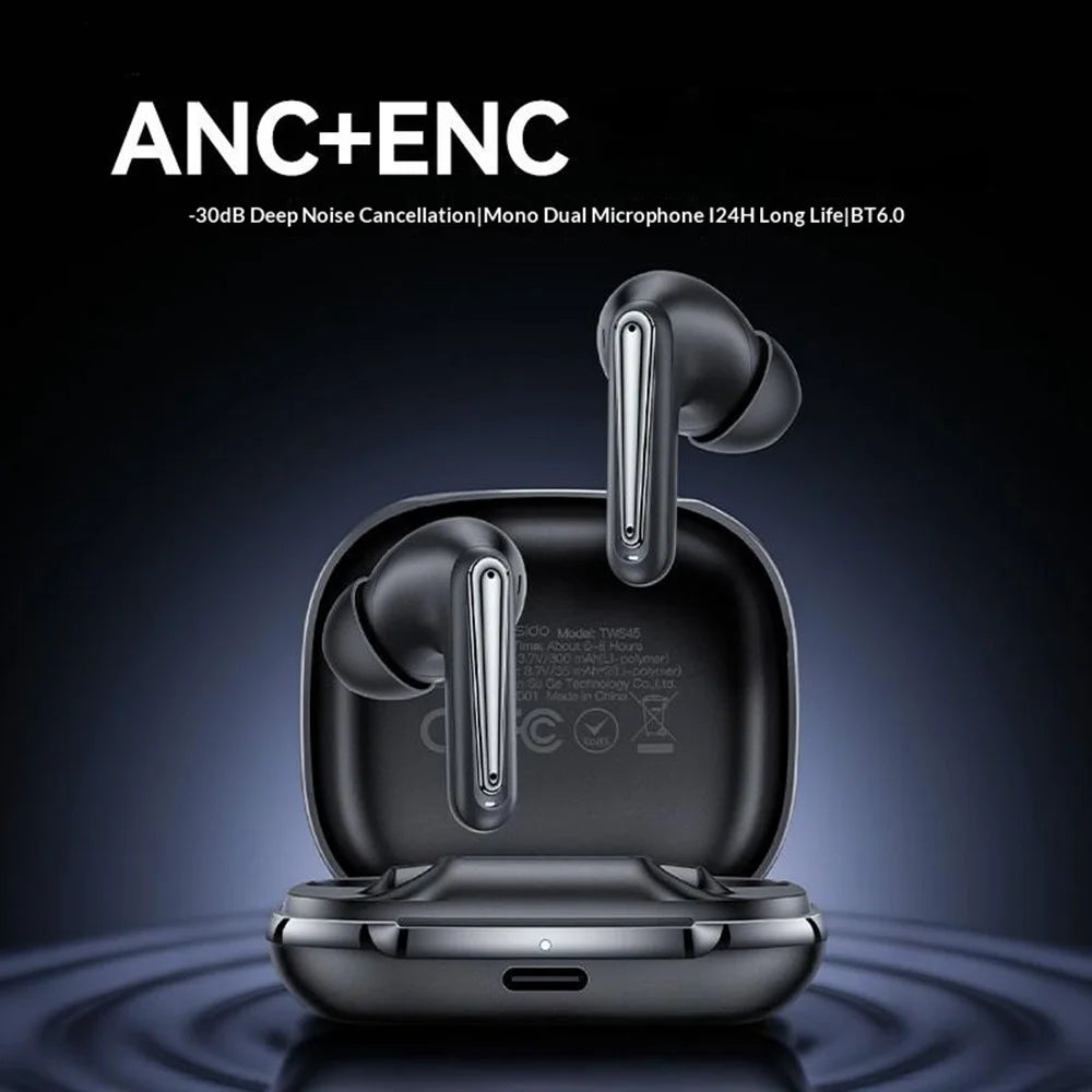 YESIDO TWS45 Bluetooth-compatible 6.0 In-Ear Earbuds with 4Pcs Silicon Microphones ANC ENC Dual Noise Cancelling Earphones - Black - 5