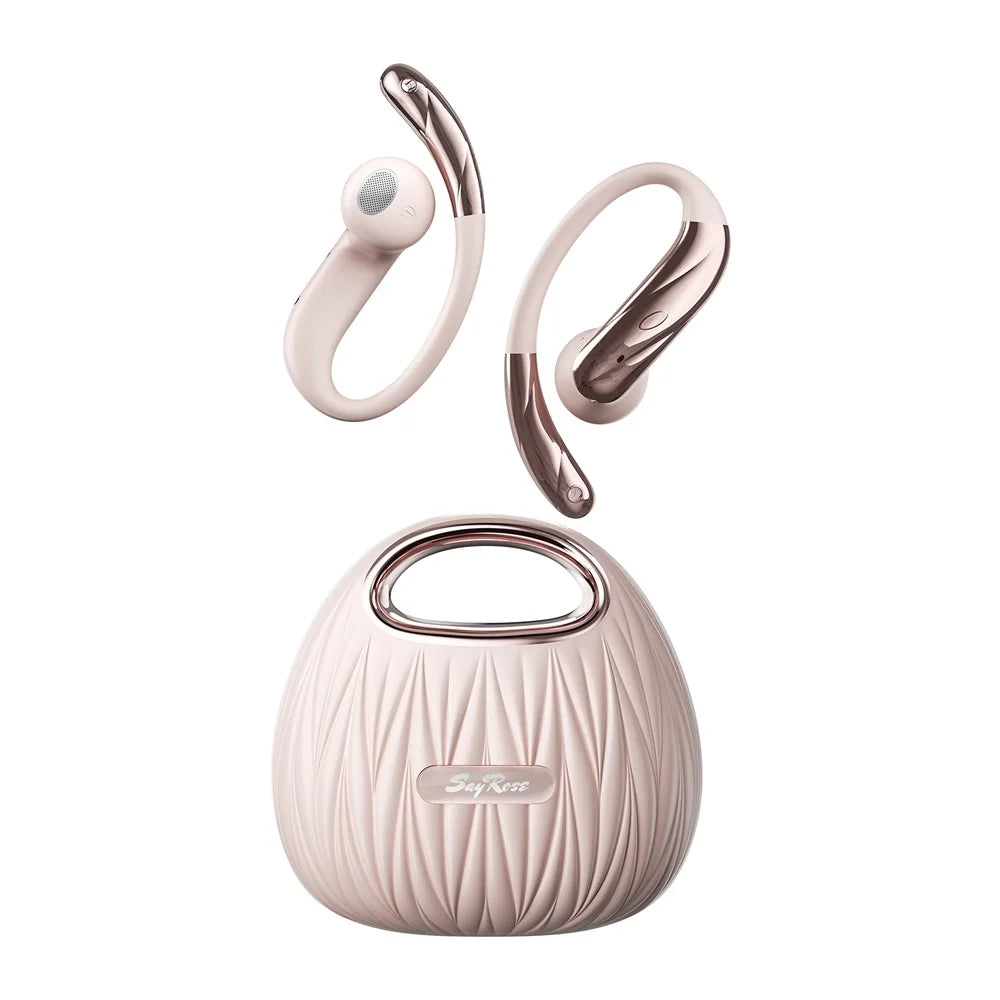 SAYROSE RJ-68 Wireless Open Ear Hook Sport Earphones Handbag Design Bluetooth-compatible 6.0 ENC Noise Cancelling Earbuds - Pink - 1