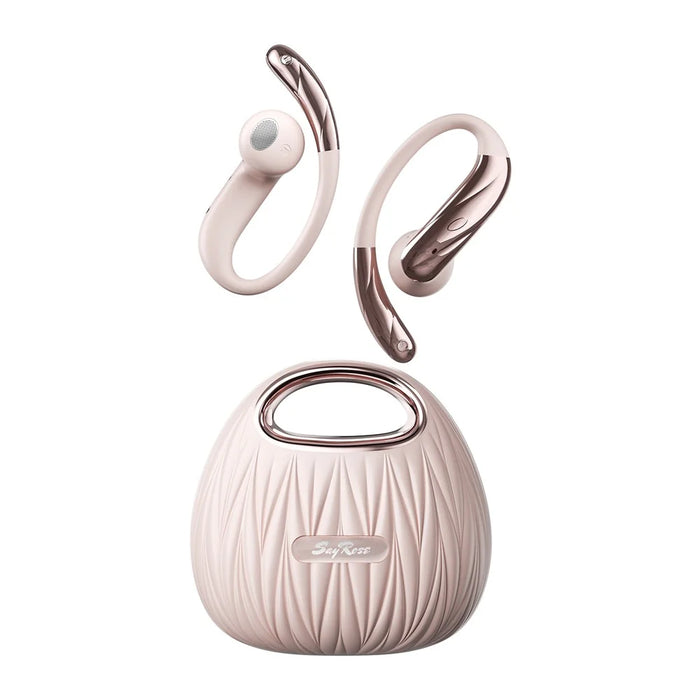 SAYROSE RJ-68 Wireless Open Ear Hook Sport Earphones Handbag Design Bluetooth-compatible 6.0 ENC Noise Cancelling Earbuds - Pink - 1