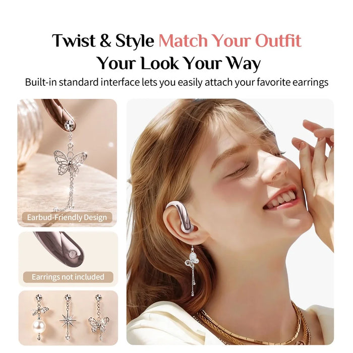 SAYROSE RJ-68 Wireless Open Ear Hook Sport Earphones Handbag Design Bluetooth-compatible 6.0 ENC Noise Cancelling Earbuds - Pink - 3