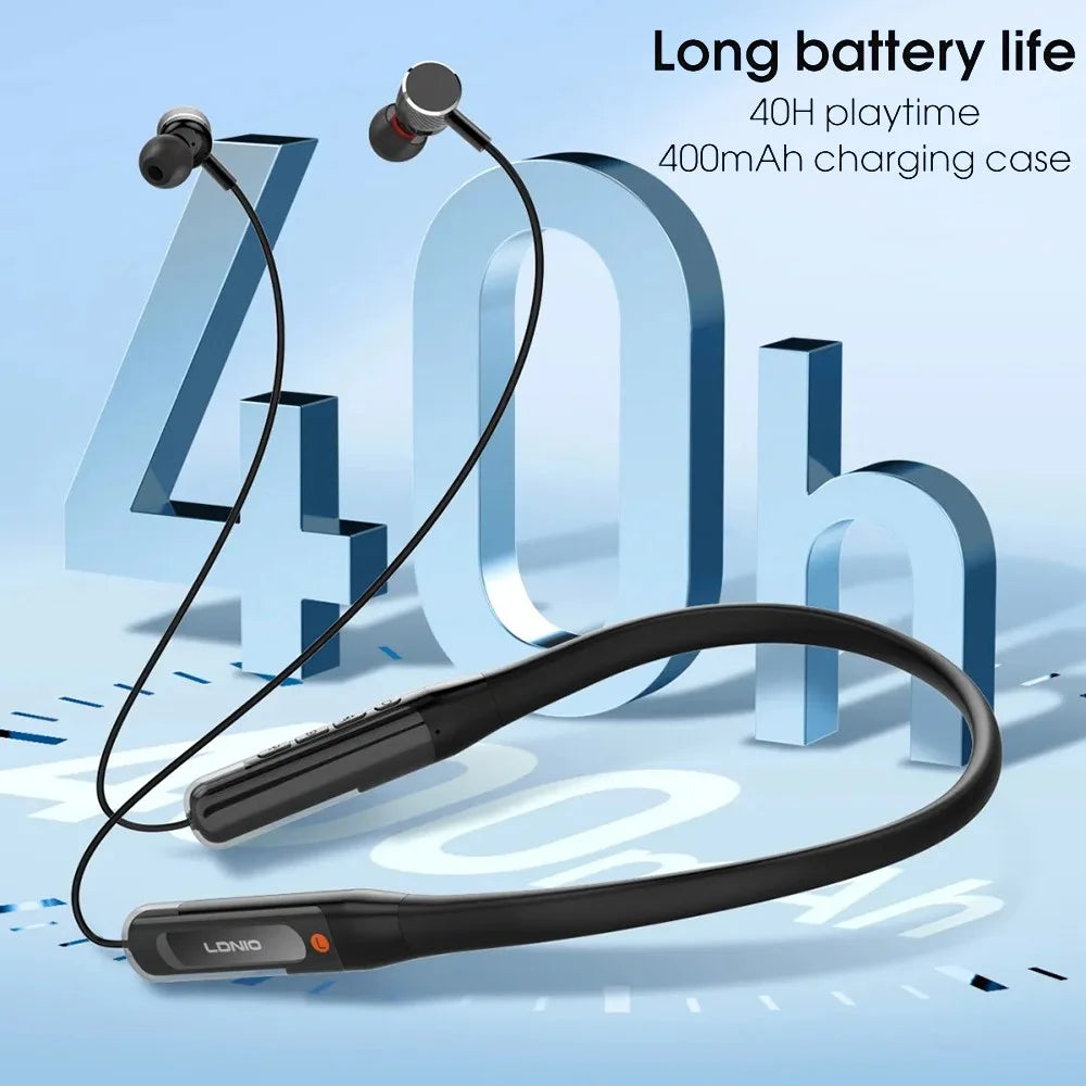 LDNIO N03 Neckband Bluetooth-compatible 5.4 Earphones 40H Playtime 400mAh Wireless Headset for Sports Running - Blue - 5