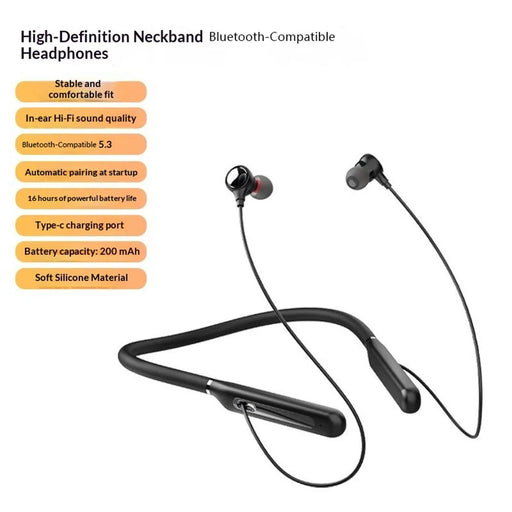 LDNIO N02 Neckband Bluetooth-compatible 5.3 Semi-In-Ear Earphones 10mm Driver 200mAh 16H Playtime Headset for Sports - Black - 2
