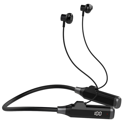 LDNIO N05 Neckband Bluetooth-compatible Semi-In-Ear Earphones 1000mAh Battery LED Display Type-C Fast Charging Wireless Headset - Black - 1