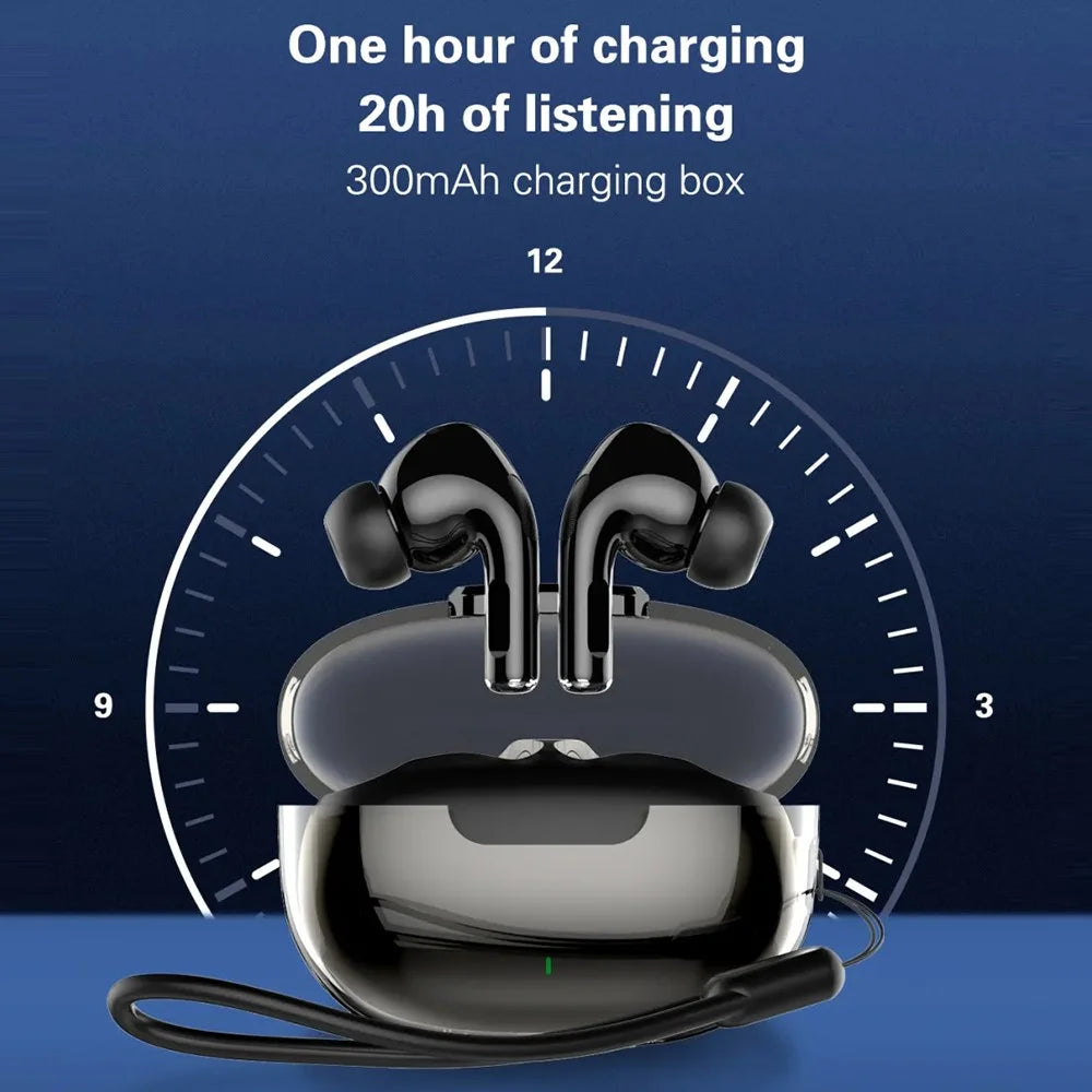 LDNIO T02 Bluetooth-compatible 5.3 In-Ear Earbuds Adaptive Noise Cancelling Hi-Fi 20-Hour Battery Translucent Design Headset for Sports - Black - 6