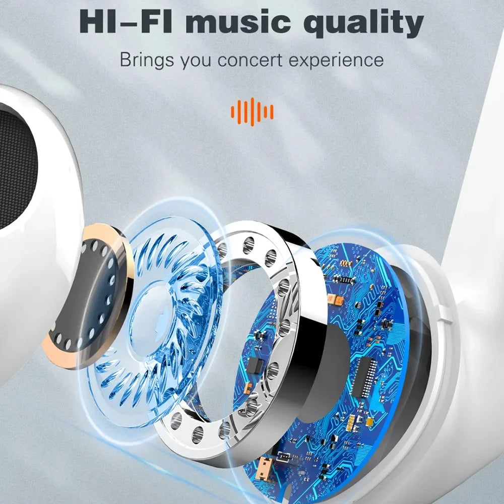 LDNIO T03 TWS Bluetooth-compatible 5.3 Earbuds Semi-In-Ear Hi-Fi 13mm Driver 20-Hour Battery Translucent Design Headset - White - 7