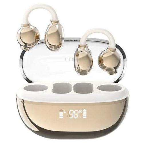 LDNIO T08 Bone Conduction Open Ear Clip Wireless Bluetooth-compatible 5.4 Earbuds 20-Hour Battery Directional Sound Headphones - Champagne Gold - 1