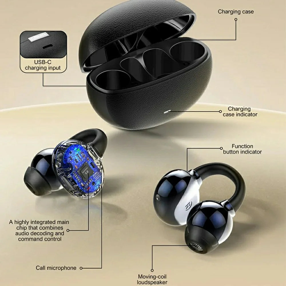 LDNIO T16 OWS Open Ear Clip Bluetooth-compatible Earbuds 12mm Driver Wireless Earbuds for Sports - White - 4