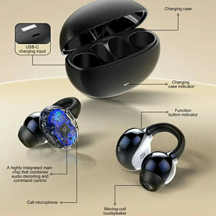 LDNIO T16 OWS Open Ear Clip Bluetooth-compatible Earbuds 12mm Driver Wireless Earbuds for Sports - White - 4