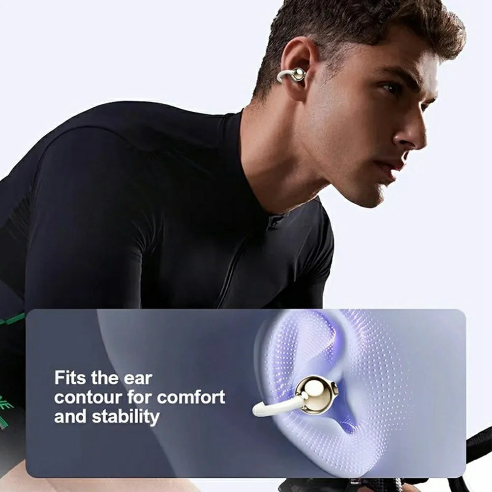LDNIO T09 Bone Conduction Open Ear Clip Bluetooth-compatible 5.4 Earbuds 20-Hour Playback Directional Audio Earphons for Sports - Champagne Gold - 2