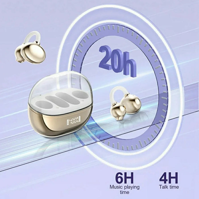 LDNIO T09 Bone Conduction Open Ear Clip Bluetooth-compatible 5.4 Earbuds 20-Hour Playback Directional Audio Earphons for Sports - Champagne Gold - 4