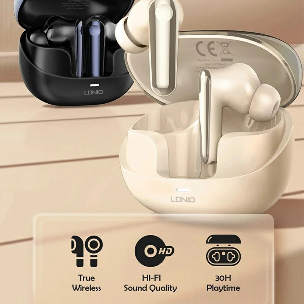 LDNIO T06 TWS Bluetooth-compatible 5.3 Earbuds Noise Cancelling Wireless In-ear Music Earbuds - Beige - 2
