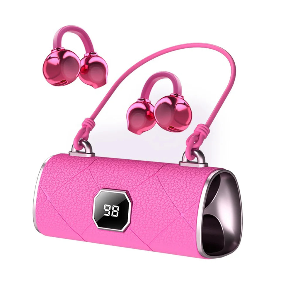 X22 OWS Open Ear Clip-On Earbuds Bluetooth-compatible 5.4 Wireless Earbuds with Purse Style Charging Case for Women - Brilliant Magenta - 1