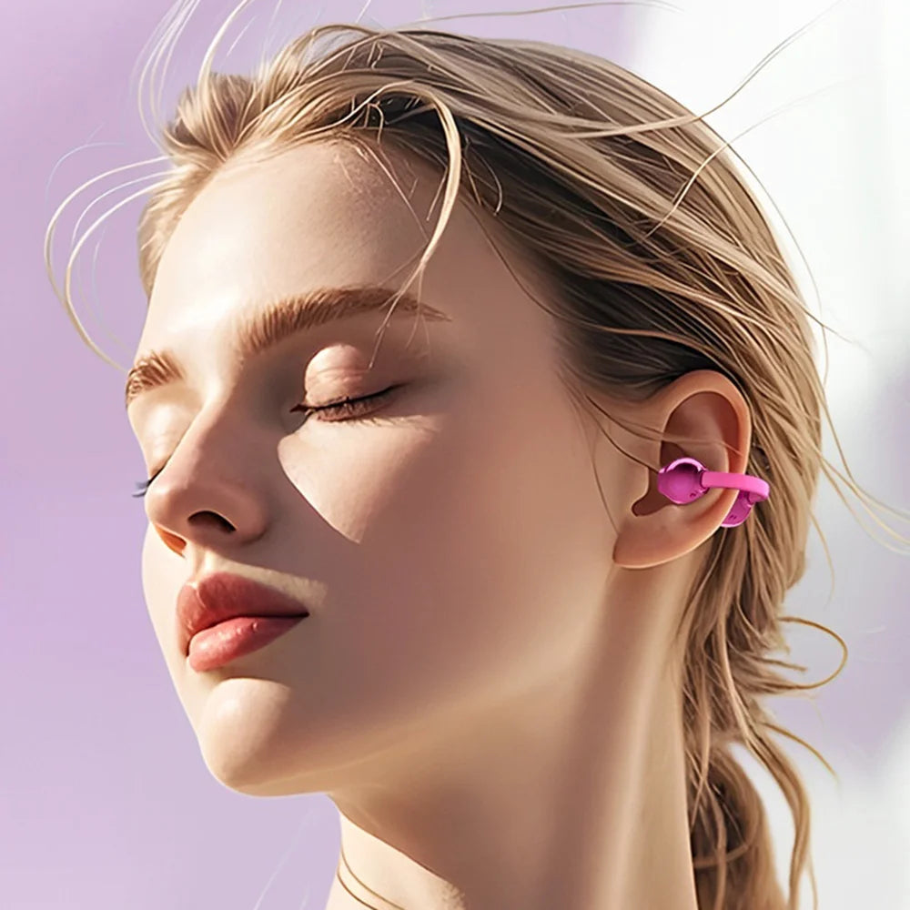 X22 OWS Open Ear Clip-On Earbuds Bluetooth-compatible 5.4 Wireless Earbuds with Purse Style Charging Case for Women - Brilliant Magenta - 2