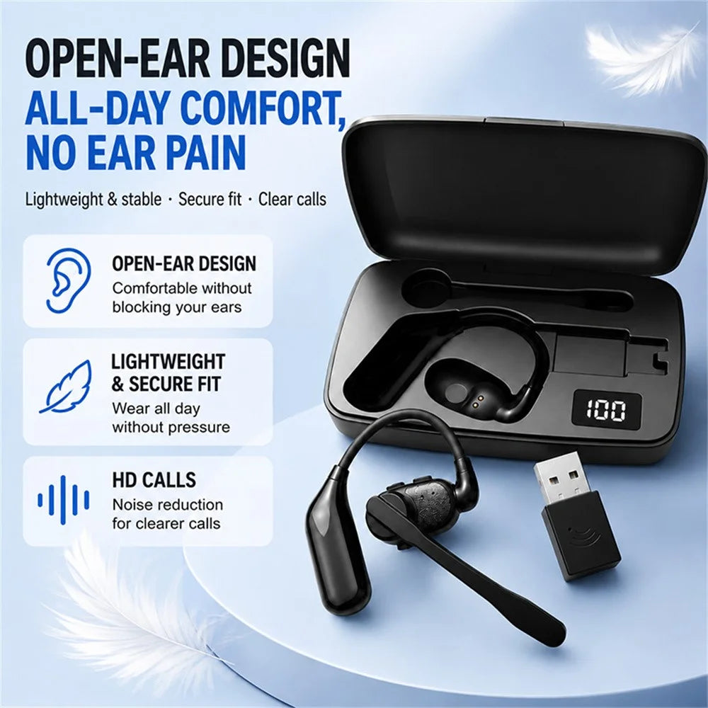 Noise Cancelling Mono Bluetooth-compatible 6.0 Earphones with Rotating Microphone Business Earphones with Wireless Adapter - Black - 4