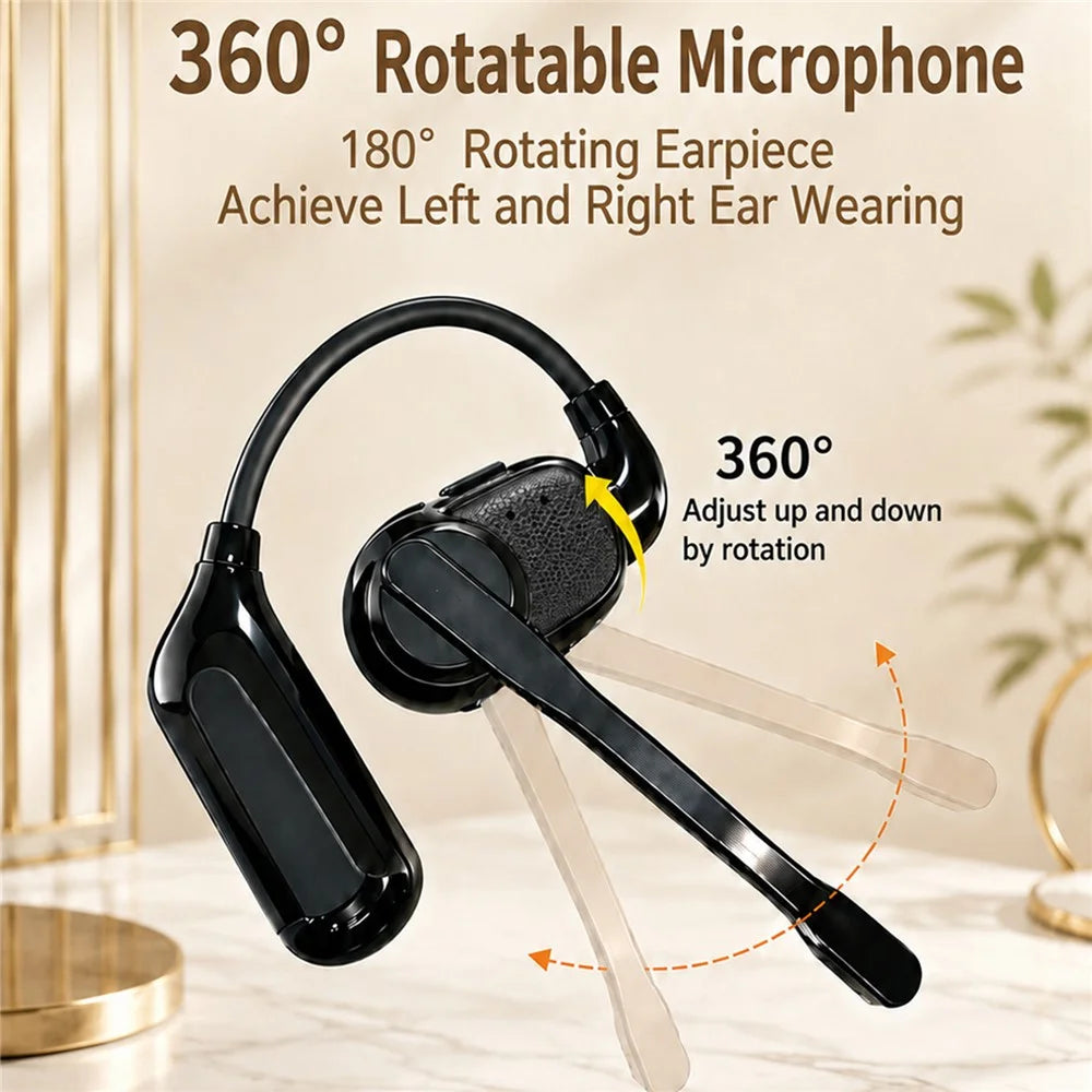 Noise Cancelling Mono Bluetooth-compatible 6.0 Earphones with Rotating Microphone Business Earphones with Wireless Adapter - Black - 7