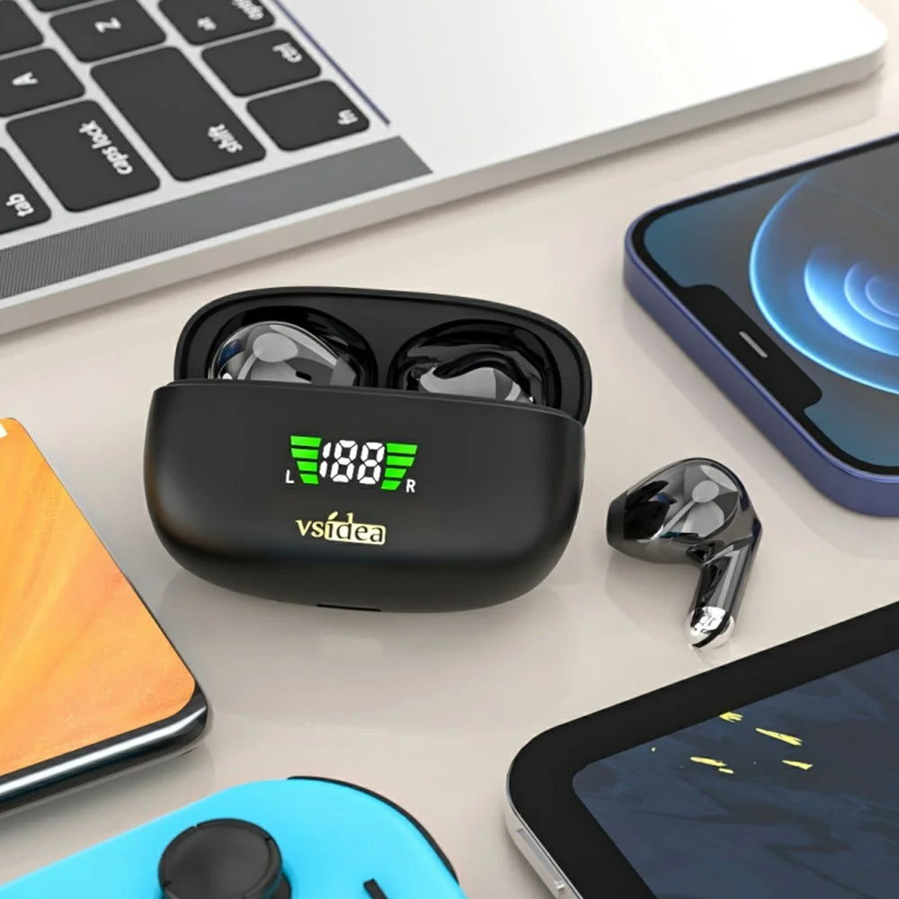 VSIDEA A33S In-Ear Wireless Earbuds Bluetooth-compatible 6.0 Super Bass Gaming Earbuds - Black - 5