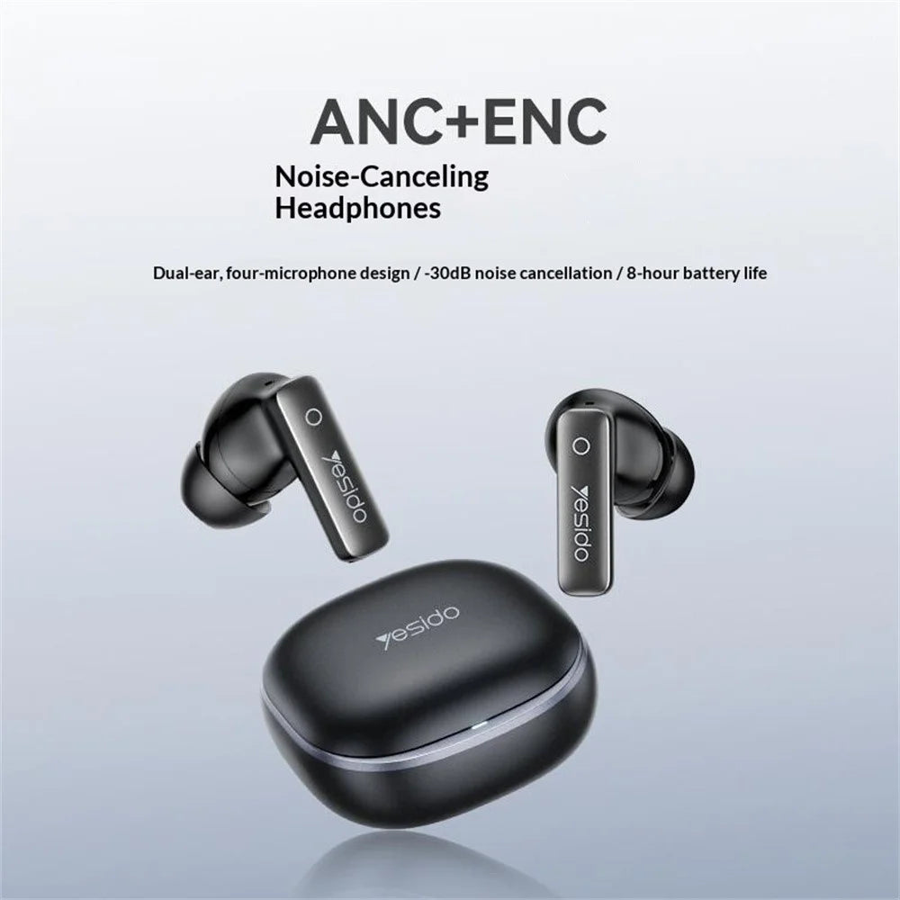 YESIDO TWS43 Bluetooth-compatible 6.0 Earbuds ANC ENC Noise Cancelling TWS Earphones for Music Call - Black - 3