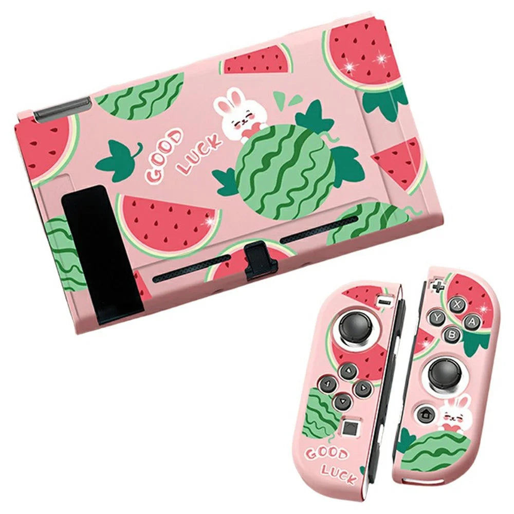 For Nintendo Switch Protective Case Cartoon Printed Soft TPU Shockproof Cover - Watermelon - 1