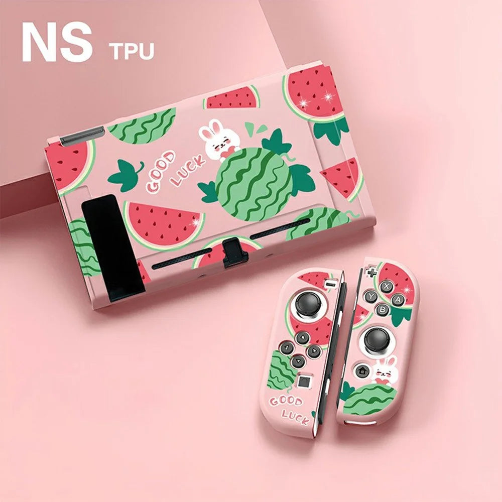 For Nintendo Switch Protective Case Cartoon Printed Soft TPU Shockproof Cover - Watermelon - 2