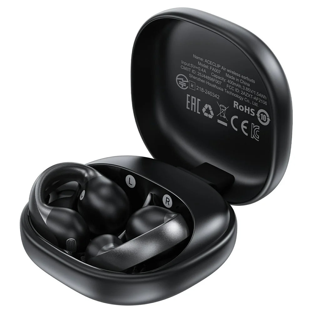 ACEFAST FA007 ACECLIP Air Wireless Earbuds Open-Ear Clip Bluetooth-compatible 6.0 AI Call Earphones - Black - 1