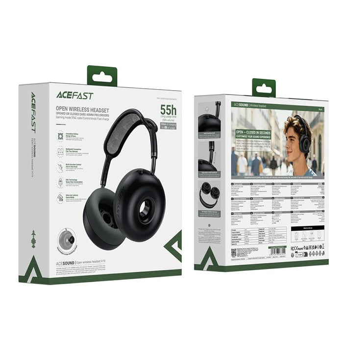 ACEFAST H19 Open Wireless Headset Bluetooth-compatible 6.0 Headphones 40mm Drivers 55h Battery ENC - Black - 7