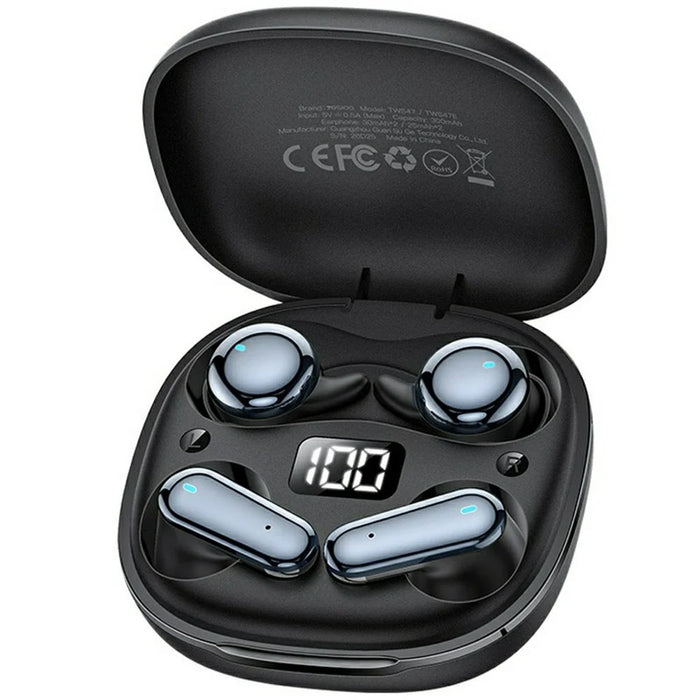 YESIDO TWS47 2 in 1 In-Ear and Semi-In-Ear TWS Bluetooth-compatible Earbuds with LED Battery Display - Black - 1