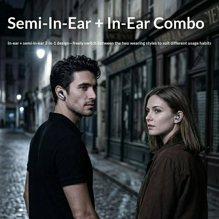 YESIDO TWS47 2 in 1 In-Ear and Semi-In-Ear TWS Bluetooth-compatible Earbuds with LED Battery Display - Black - 3