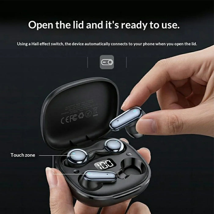 YESIDO TWS47 2 in 1 In-Ear and Semi-In-Ear TWS Bluetooth-compatible Earbuds with LED Battery Display - Black - 6