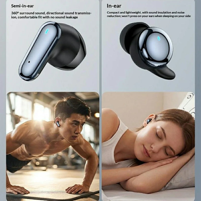 YESIDO TWS47 2 in 1 In-Ear and Semi-In-Ear TWS Bluetooth-compatible Earbuds with LED Battery Display - Black - 7