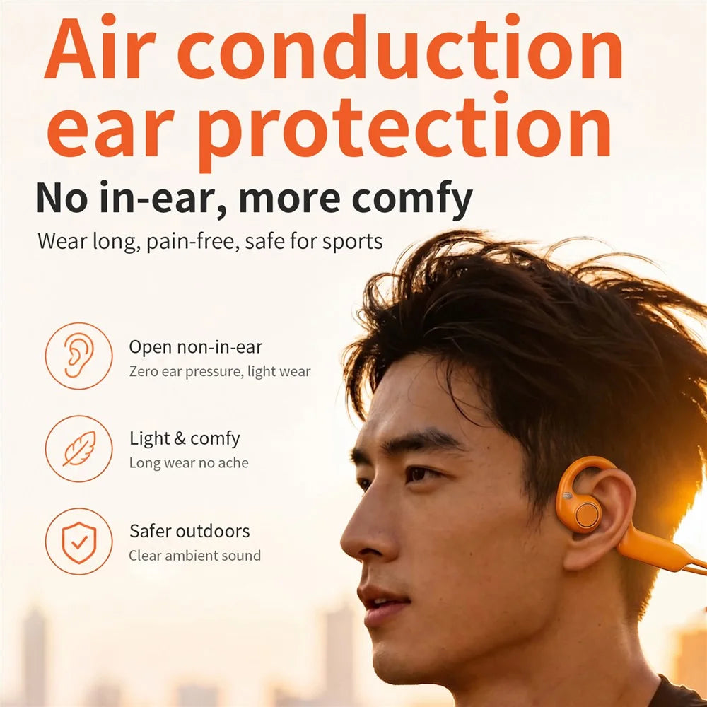 E900 Open Ear Bluetooth-compatible Earphones with 8MP Camera AI Translation ENC Noise Reduction Earphones - Orange - 6