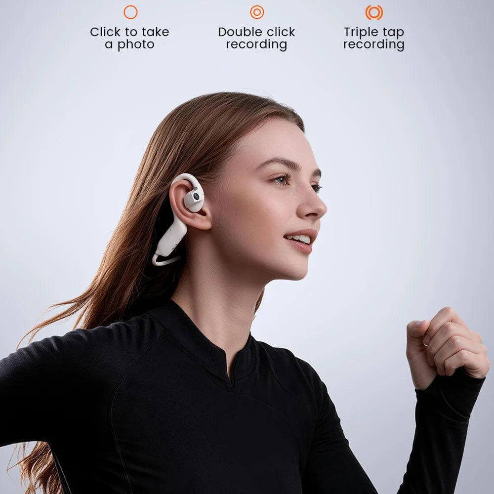 E12 AI Translation Smart Camera Bone Conduction Bluetooth-compatible Earphones 8MP 1080P EIS Video - Black - 6
