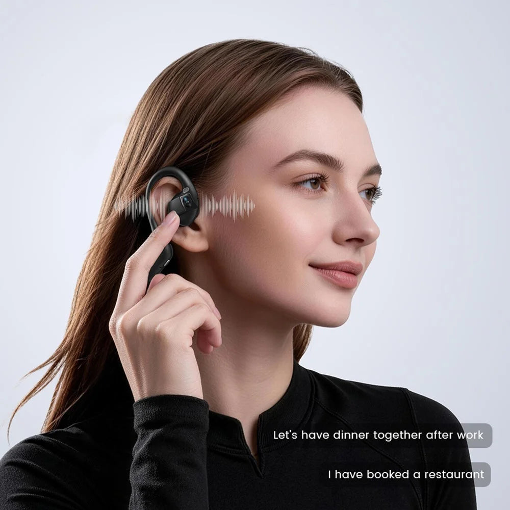 E12 AI Translation Smart Camera Bone Conduction Bluetooth-compatible Earphones 8MP 1080P EIS Video - Black - 7