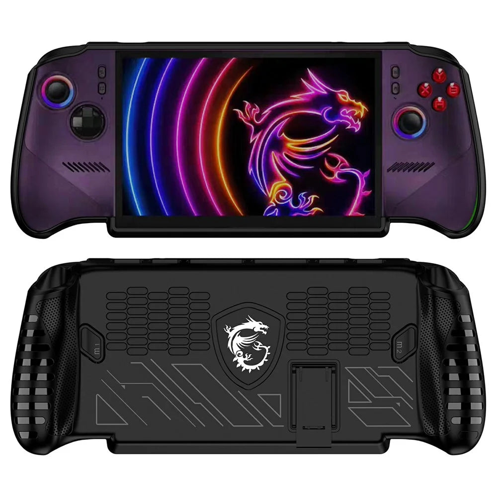 For MSI Claw 8 EX AI+ Protective Case TPU Shockproof Kickstand Cover - Black - 1