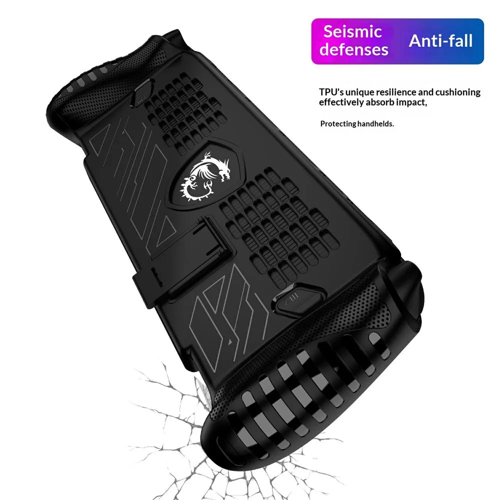 For MSI Claw 8 EX AI+ Protective Case TPU Shockproof Kickstand Cover - Black - 3