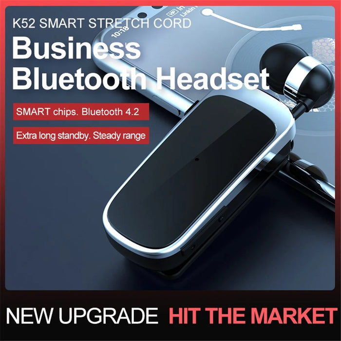 K52 Business Retractable Bluetooth-compatible 4.1 Wireless Headset Earphone Call Remind Vibration Earbuds - White - 3