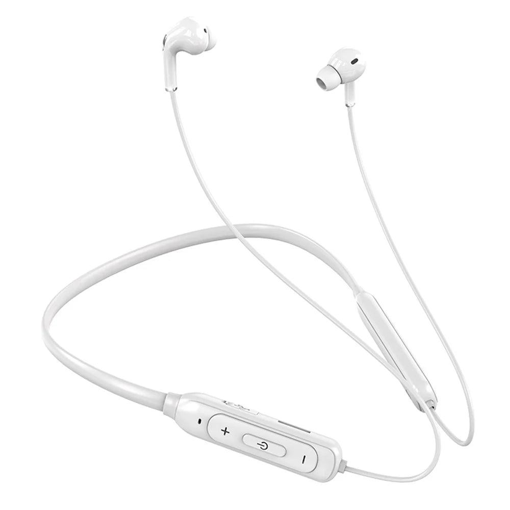 M60 8D Surround Sound Bluetooth-compatible 5.1 Wireless Earphone Neck Hanging Headphone Support TF Card - White - 1