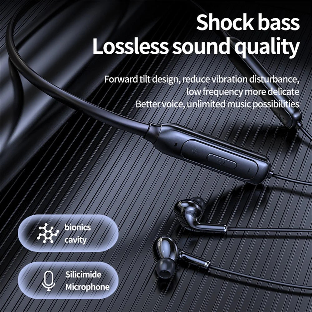 M60 8D Surround Sound Bluetooth-compatible 5.1 Wireless Earphone Neck Hanging Headphone Support TF Card - White - 3