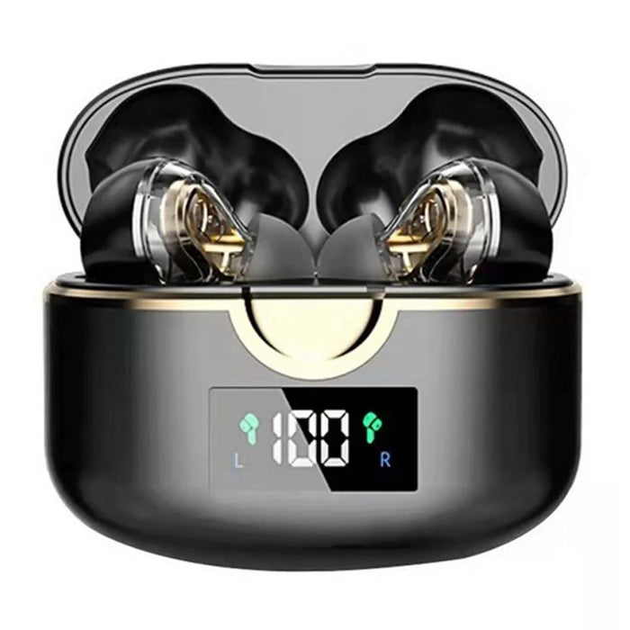 T22 TWS Dual Dynamic Drivers Wireless Noise Canceling Headset LED Power Display Bluetooth-compatible HiFi Earphone Earbuds - Black - 2